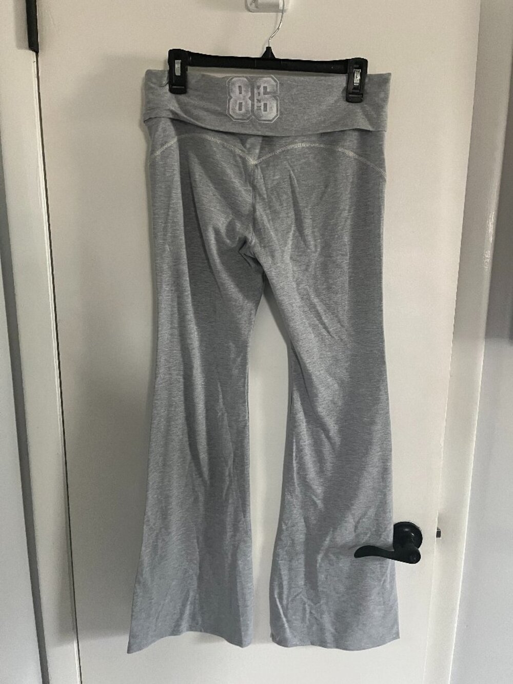 PINK Victoria's Secret Gray Fold-Over Waist Flare Leggings